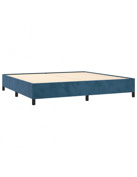 Giroletto a Molle con Materasso Blu Scuro 200x200 cm in Velluto