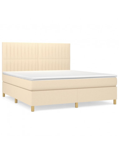 Giroletto a Molle con Materasso Crema 160x200 cm in Tessuto