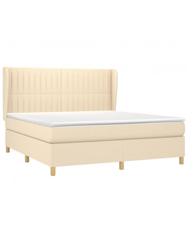 Giroletto a Molle con Materasso Crema 160x200 cm in Tessuto