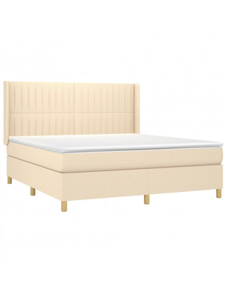 Giroletto a Molle con Materasso Crema 160x200 cm in Tessuto