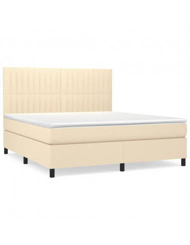 Giroletto a Molle con Materasso Crema 160x200 cm in Tessuto