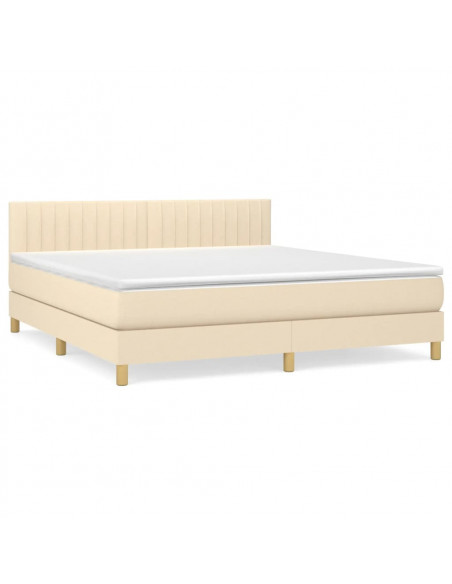 Giroletto a Molle con Materasso Crema 160x200 cm in Tessuto