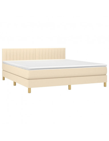 Giroletto a Molle con Materasso Crema 160x200 cm in Tessuto