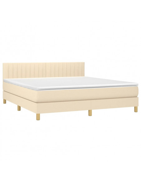 Giroletto a Molle con Materasso Crema 160x200 cm in Tessuto