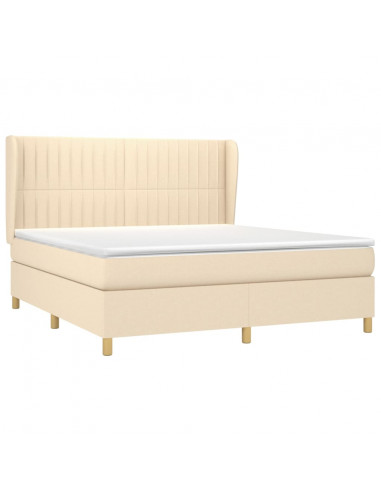 Giroletto a Molle con Materasso Crema 180x200 cm in Tessuto