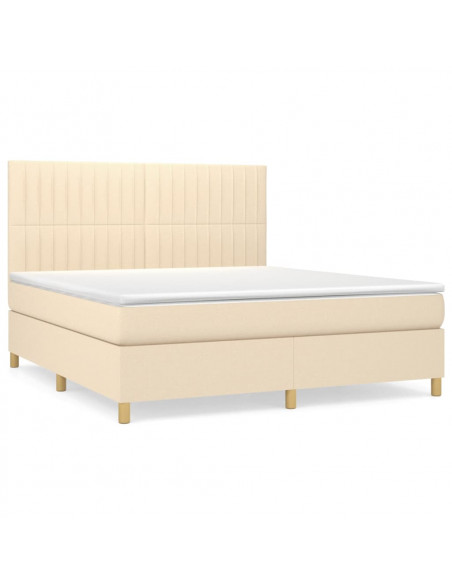 Giroletto a Molle con Materasso Crema 180x200 cm in Tessuto
