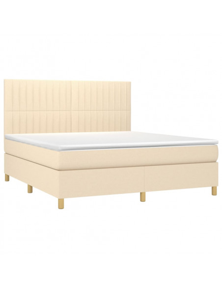 Giroletto a Molle con Materasso Crema 180x200 cm in Tessuto