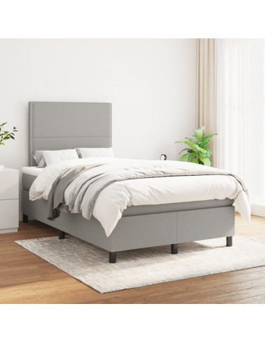 Giroletto a Molle con Materasso Grigio Chiaro 120x190cm Tessuto