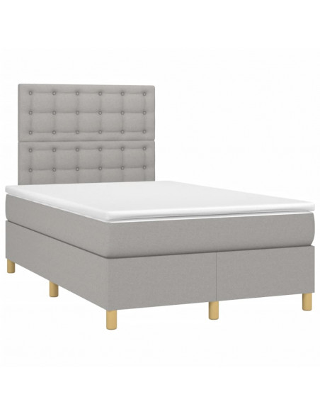 Giroletto a Molle con Materasso Grigio Chiaro 120x190cm Tessuto
