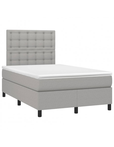 Giroletto a Molle con Materasso Grigio Chiaro 120x190cm Tessuto