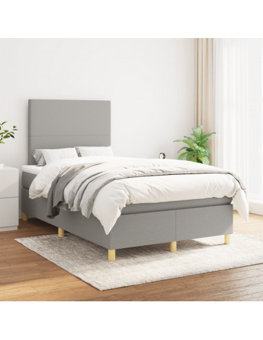 Giroletto a Molle con Materasso Grigio Chiaro 120x190cm Tessuto