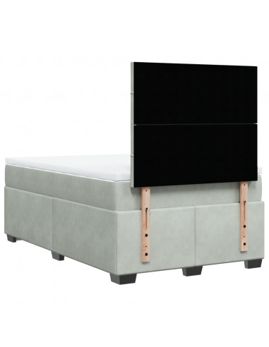 Giroletto a Molle con Materasso Grigio Chiaro 120x190cm Velluto