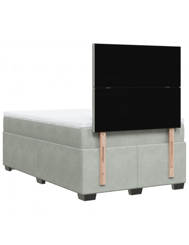 Giroletto a Molle con Materasso Grigio Chiaro 120x190cm Velluto