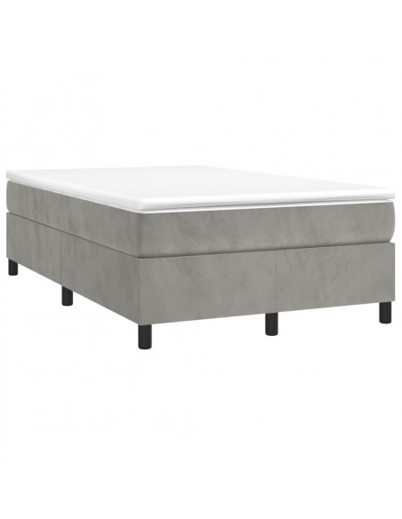 Giroletto a Molle con Materasso Grigio Chiaro 120x190cm Velluto