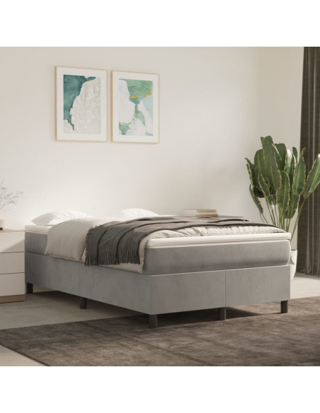 Giroletto a Molle con Materasso Grigio Chiaro 120x190cm Velluto