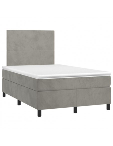 Giroletto a Molle con Materasso Grigio Chiaro 120x190cm Velluto