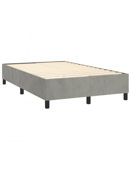 Giroletto a Molle con Materasso Grigio Chiaro 120x190cm Velluto
