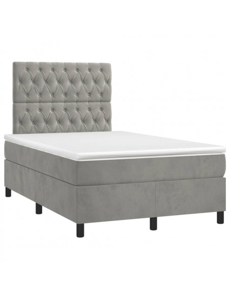 Giroletto a Molle con Materasso Grigio Chiaro 120x190cm Velluto