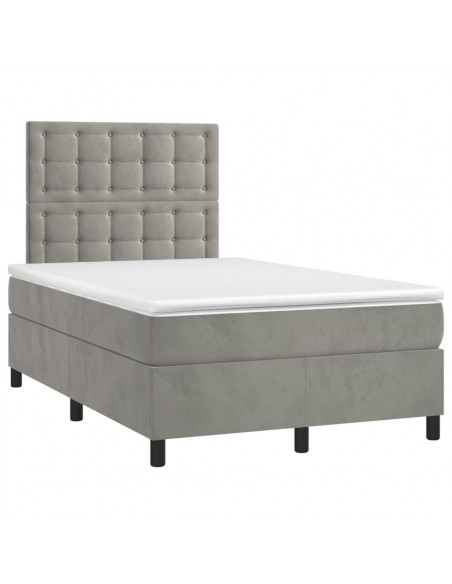 Giroletto a Molle con Materasso Grigio Chiaro 120x190cm Velluto