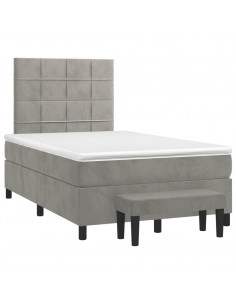 Giroletto a Molle con Materasso Grigio Chiaro 120x190cm Velluto 2