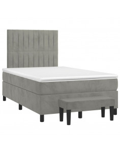 Giroletto a Molle con Materasso Grigio Chiaro 120x190cm Velluto 2