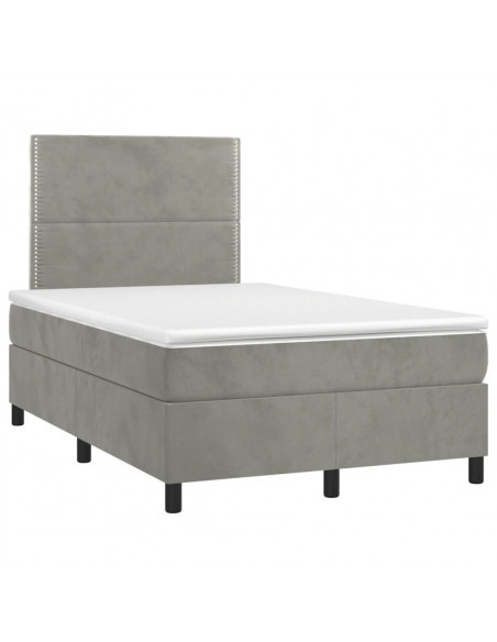 Giroletto a Molle con Materasso Grigio Chiaro 120x190cm Velluto