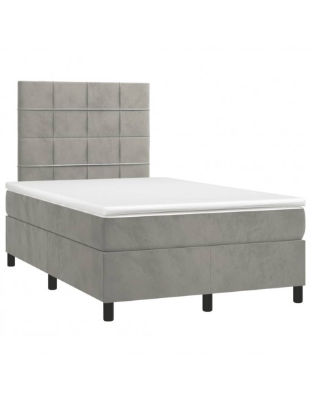 Giroletto a Molle con Materasso Grigio Chiaro 120x190cm Velluto
