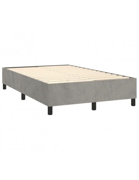 Giroletto a Molle con Materasso Grigio Chiaro 120x190cm Velluto