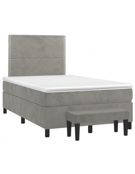 Giroletto a Molle con Materasso Grigio Chiaro 120x190cm Velluto