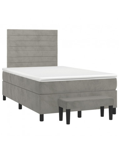 Giroletto a Molle con Materasso Grigio Chiaro 120x190cm Velluto