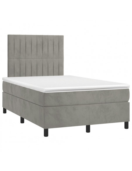 Giroletto a Molle con Materasso Grigio Chiaro 120x190cm Velluto