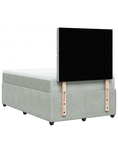 Giroletto a Molle con Materasso Grigio Chiaro 120x190cm Velluto