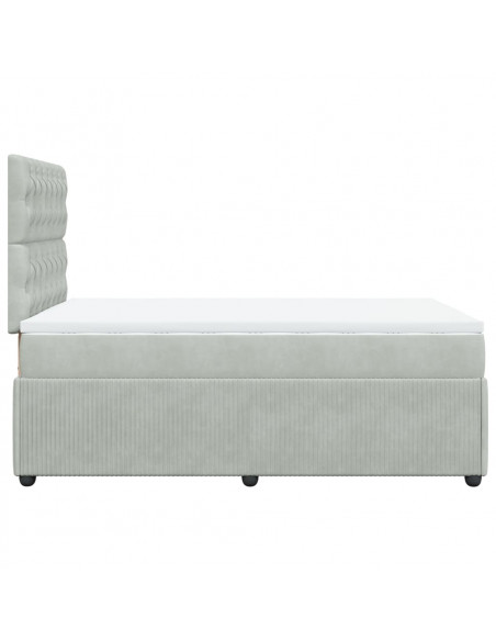 Giroletto a Molle con Materasso Grigio Chiaro 120x190cm Velluto