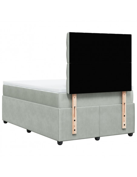 Giroletto a Molle con Materasso Grigio Chiaro 120x190cm Velluto