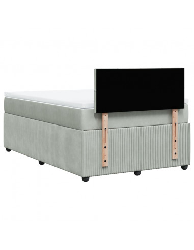 Giroletto a Molle con Materasso Grigio Chiaro 120x190cm Velluto