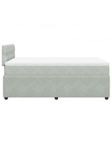 Giroletto a Molle con Materasso Grigio Chiaro 120x190cm Velluto