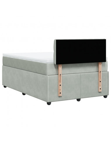 Giroletto a Molle con Materasso Grigio Chiaro 120x190cm Velluto