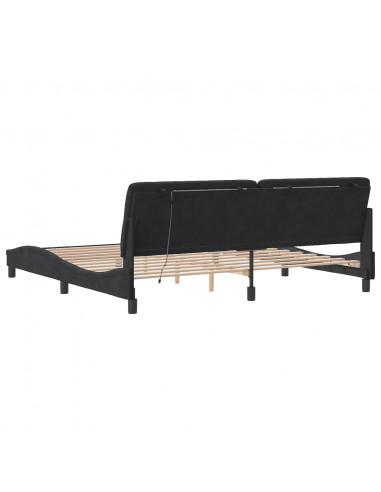 Giroletto con Luci LED Nero 200x200 cm in Velluto