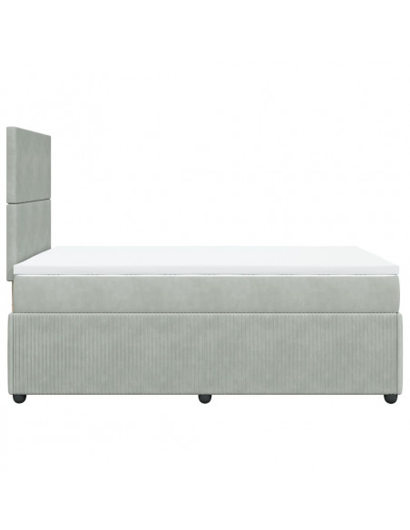 Giroletto a Molle con Materasso Grigio Chiaro 120x190cm Velluto