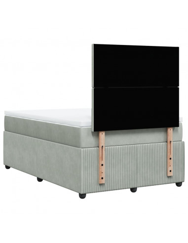 Giroletto a Molle con Materasso Grigio Chiaro 120x190cm Velluto