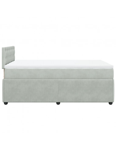 Giroletto a Molle con Materasso Grigio Chiaro 120x190cm Velluto