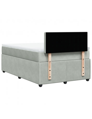 Giroletto a Molle con Materasso Grigio Chiaro 120x190cm Velluto