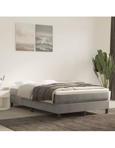 Giroletto a Molle con Materasso Grigio Chiaro 120x190cm Velluto