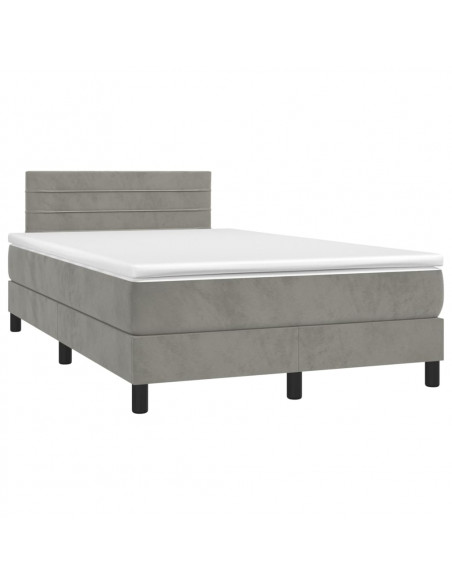 Giroletto a Molle con Materasso Grigio Chiaro 120x190cm Velluto