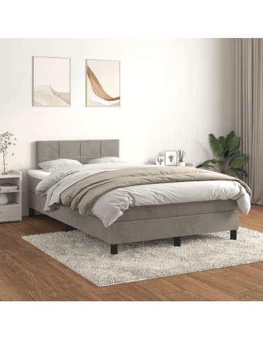 Giroletto a Molle con Materasso Grigio Chiaro 120x190cm Velluto