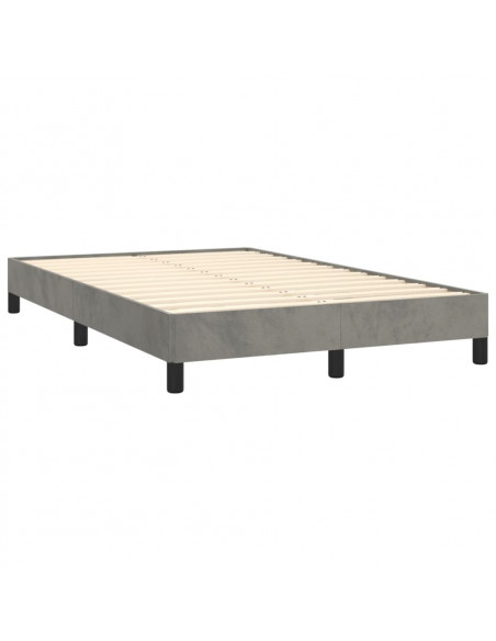 Giroletto a Molle con Materasso Grigio Chiaro 120x190cm Velluto
