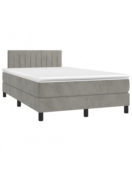 Giroletto a Molle con Materasso Grigio Chiaro 120x190cm Velluto