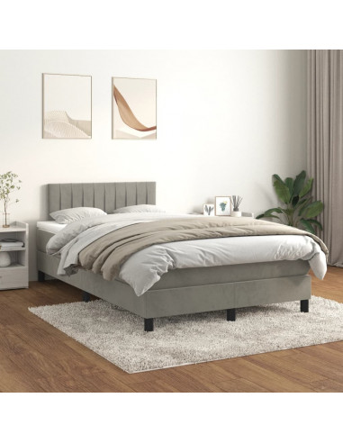 Giroletto a Molle con Materasso Grigio Chiaro 120x190cm Velluto