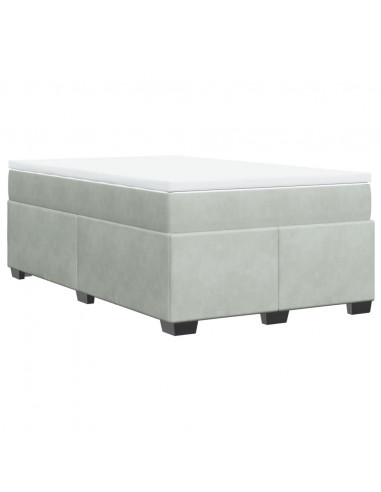 Giroletto a Molle con Materasso Grigio Chiaro 120x190cm Velluto