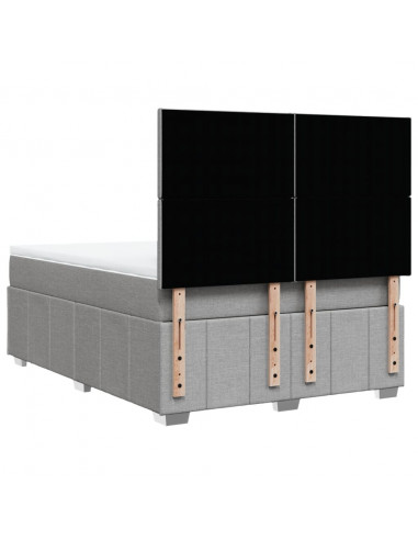 Giroletto a Molle con Materasso Grigio Chiaro 140x200cm Tessuto